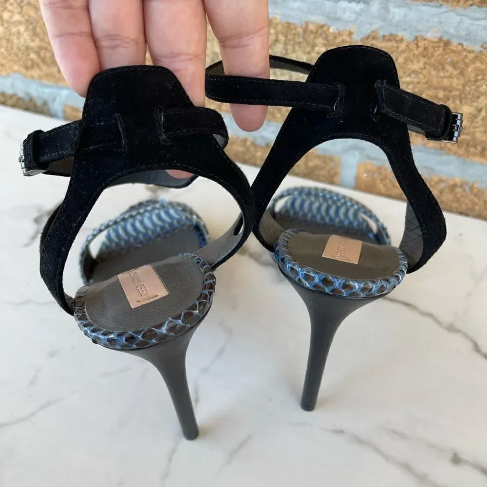 Reed Krakoff Snake and Suede Harness Sandal 391/2